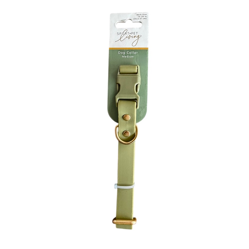 NWT - Olive Green Dog Collar with Gold Hardware